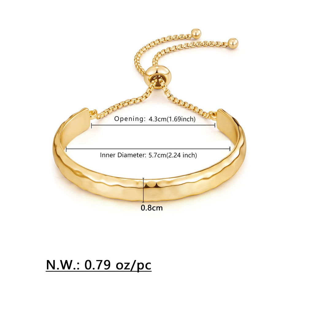 WOWORAMA Gold Hammered Bangle Bracelet for Women, Gold-Plated