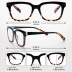 CHOFILORD 6 Pack Fashion Reading Glasses for Women Men Blue Light Blocking Oversized Square Readers with Spring Hinge (6 Pack Mix, 2.00)