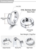 Small Silver Huggie Hoop Earrings for Women 9mm Lightweight