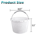 8" Pool Skimmer Basket for Inground Pool Compatible with Pentair U-3 Skimmer Basket 08650-0007 and Hayward SP1070 SPX1070E Pool Basket ，Stainless Steel Handle，Rubber Grip & Built in weighting，White