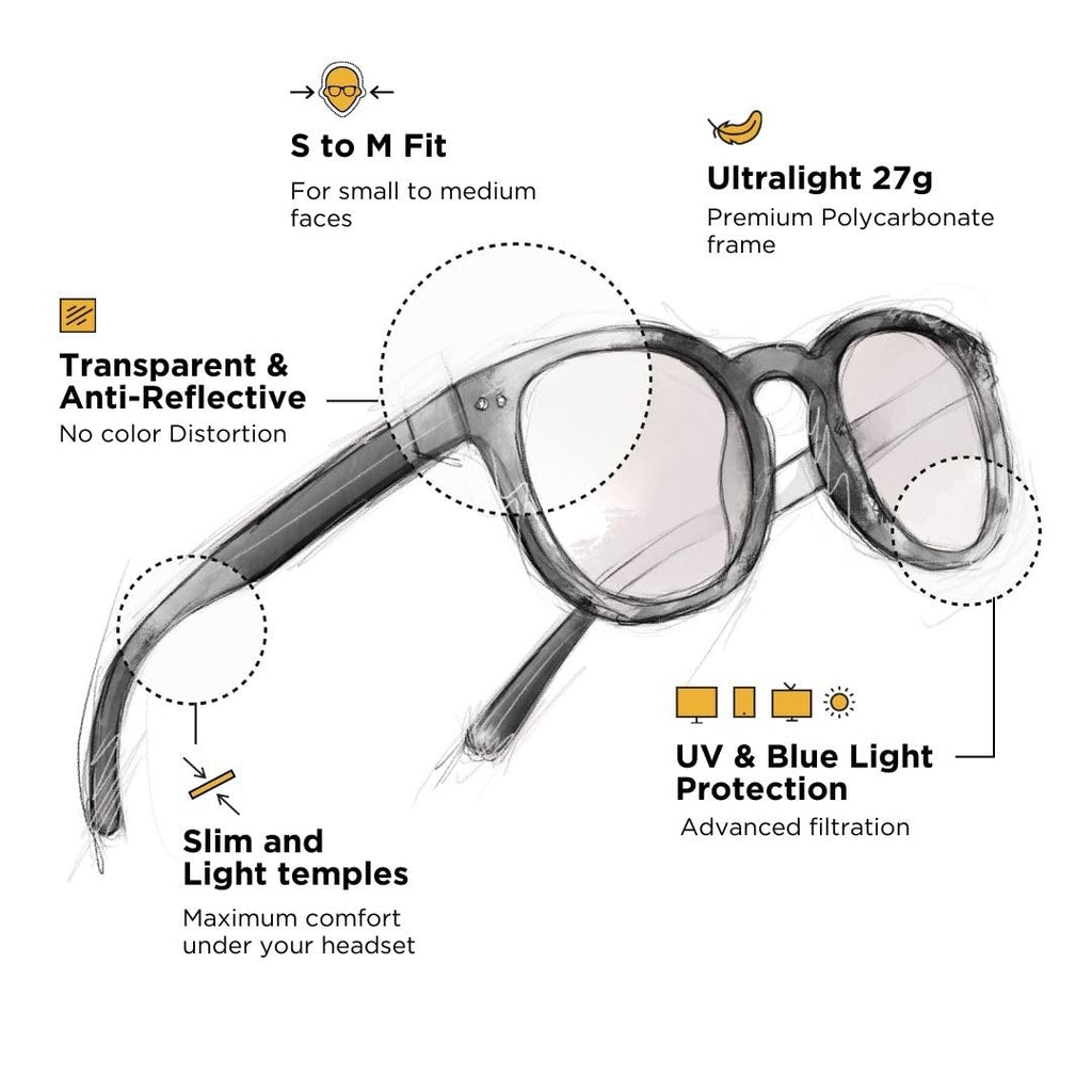Horus X • Round Blue Light Glasses Men and Women | Computer Glasses for Screens Anti-Fatigue & Eyestrain Relief | Clear