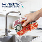 Amarelle GEN II Dish Washing Scrubbers (5-Pack) 2-in-1, Made in Green Kitchen Scrubbers for Dishes, Non Scratch Pot & Pan Scrubber, Dual-Sided Heavy-Duty Scouring Pads, Reusable (Nordic Folk)
