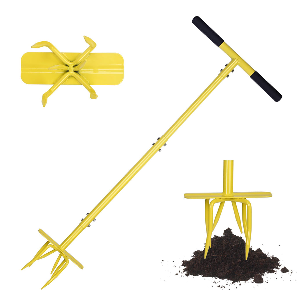 BARAYSTUS Hand Tiller Cultivator, Steel Garden Claw with Wide Foot Plate