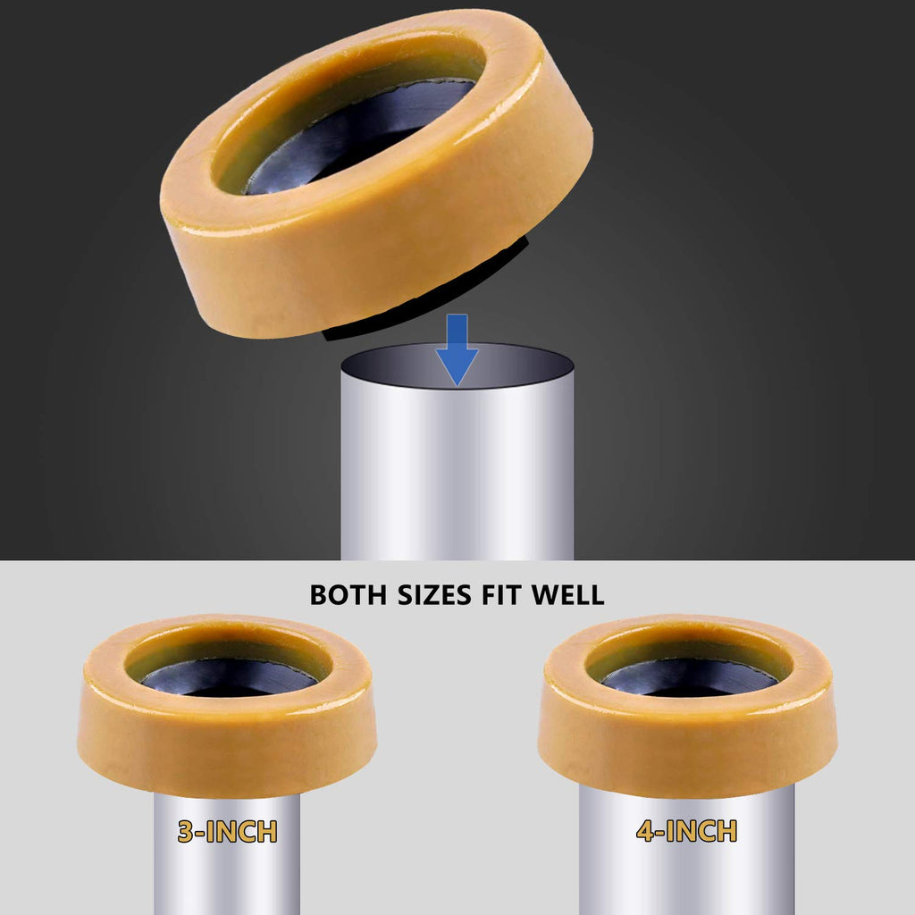 Extra Thick Toilet Wax Ring Kit Include Closet Bolts, Bolt Caps, Thick Flange and Retainer Washers, Fits 3 Inch and 4 Inch Waste Lines for Toilet Gas Odor and Watertight Sealing