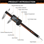 HARDELL Digital Caliper 6 Inch, Caliper Measuring Tool with Large LCD