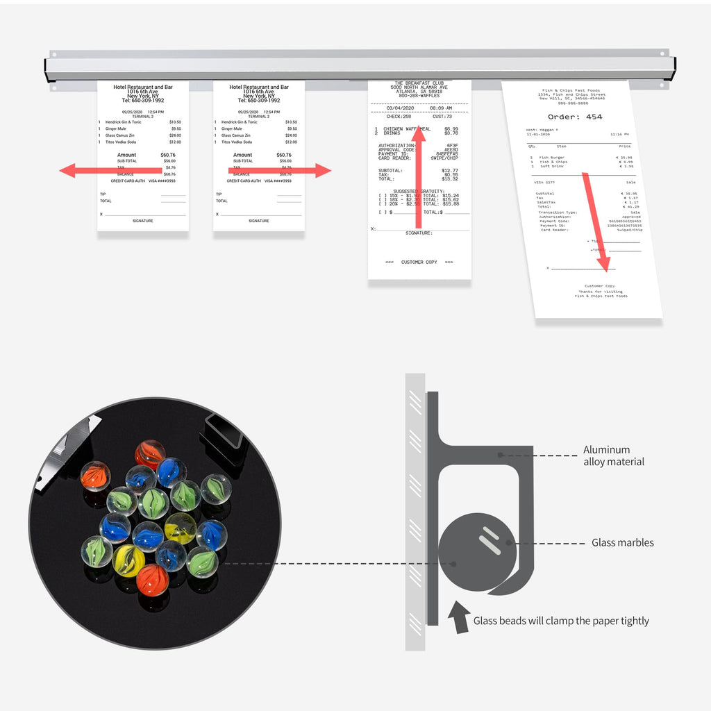 Ticket Holder for Restaurant, 16/18/24/28/30" Ticket Check Rack Restaurant Order Receipt Holder Ticket Rail Display Slide Ticket Rack for Commercial Kitchen Cafes Pubs Bars (18 Inch)