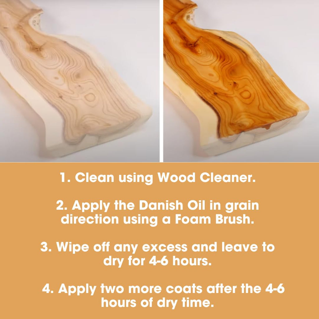 Furniture Clinic Danish Oil | Wood Care for Interior & Exterior Furniture | Restore, Seal & Protect Oak, Pine, Teak & More | Non-Toxic Natural Satin Finish | Repels Water, Stains, Dirt | 17oz/500ml