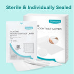 Dimora Silicone Wound Contact Layer, Non-adhering Dressing, Transparent Wound Dressing Pads, 3in x 4in (7.5cm x 10cm), 10 pcs