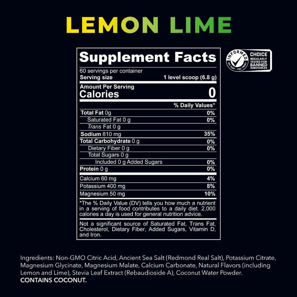 REDMOND Re-Lyte Sugar Free Electrolyte Powder Drink Mix (Lemon Lime)