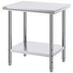 Mophorn Commercial Worktable & Workstation 24 x 30 x 32 Inch Stainless Steel Work Table Heavy Duty Commercial Food Prep Work Table for Home, Kitchen, Restaurant Metal Prep Table with Adjustable Feet