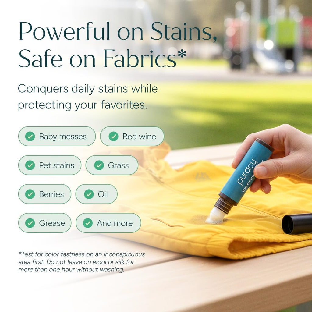 Puracy Stain Remover, Travel and Laundry Stain Cleaner for Clothes, Baby Essentials, Kids Stains, Oil and Fabric Spot Cleaner (Laundry Stain Remover Pen, 0.33 Fl Oz (Pack of 3))