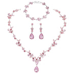 Kamirola Wedding Bridal Jewelry Set for Women, Necklace Dangle Earrings Bracelet Set for Women,Brides,Bridesmaids Crystal Jewelry Set for Wedding Prom Party Crystal Necklace Earrings Bracelet Set