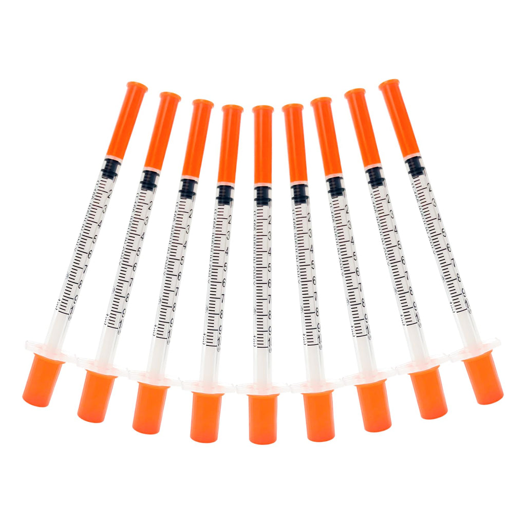 Syringes with Needle, 100 Pack U-100 1ml 31G 5/16" (8mm) Syringe