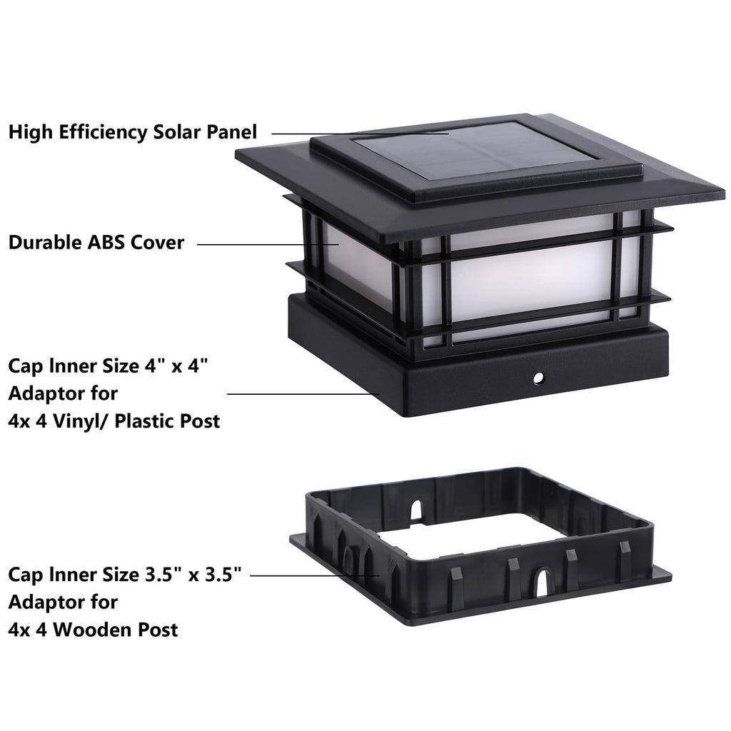 Dynaming 4x4 Solar Post Cap Lights Outdoor with Flickering Flame Light, Black Shell Fence Post Solar Lights Fit Vinyl/Wooden Posts, Brightness LED Lighting Decor for Garden Deck Patio, 12 Pack