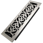Howeall 4x14 Inches Heavy Duty Walkable Floor Register Easy Adjust Air Supply Lever Floor Vents - Charlotte Design - Vent Cover for Home Floor - Satin Nickel