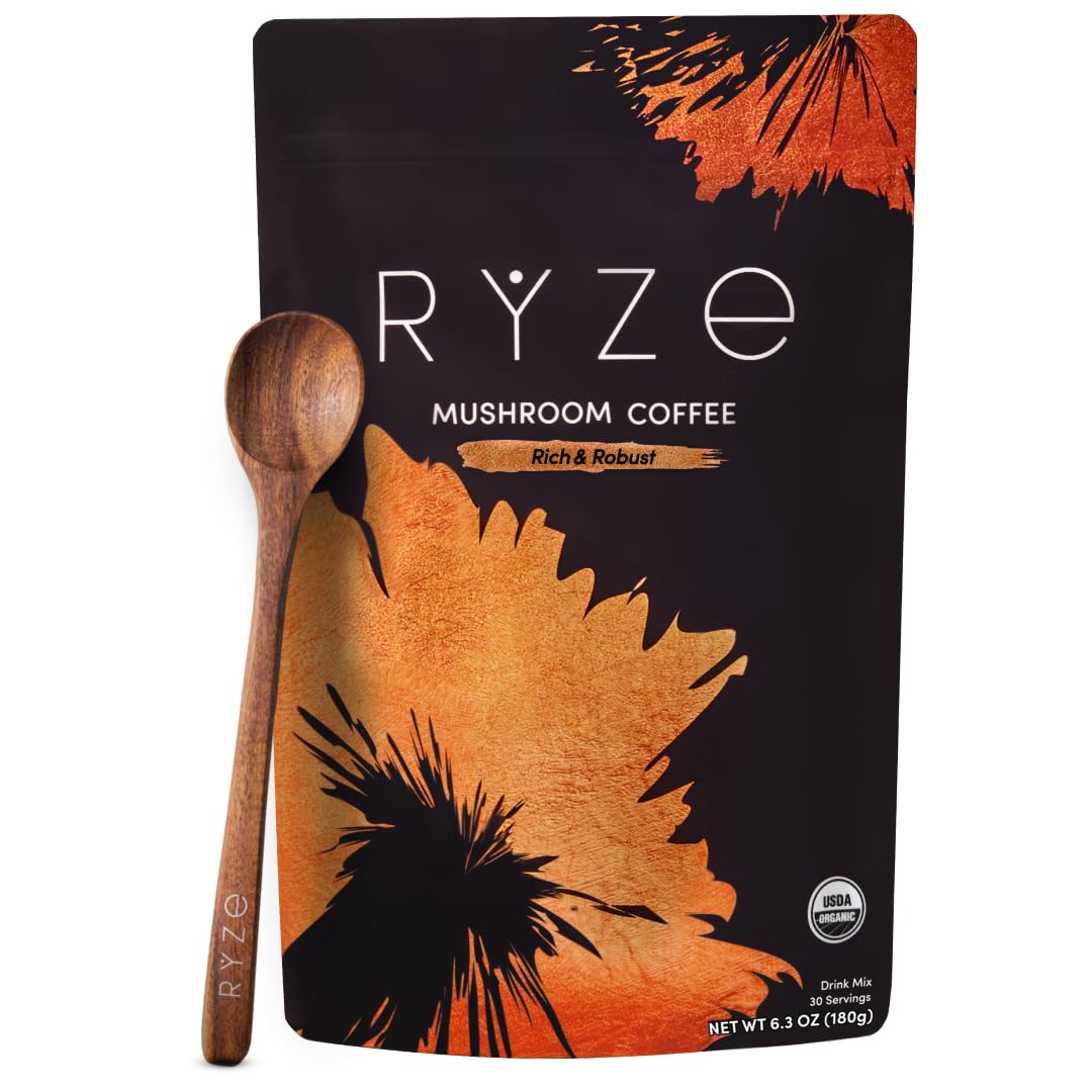 RYZE Mushroom Coffee Starter Kit, Dark Roast, 30 Servings