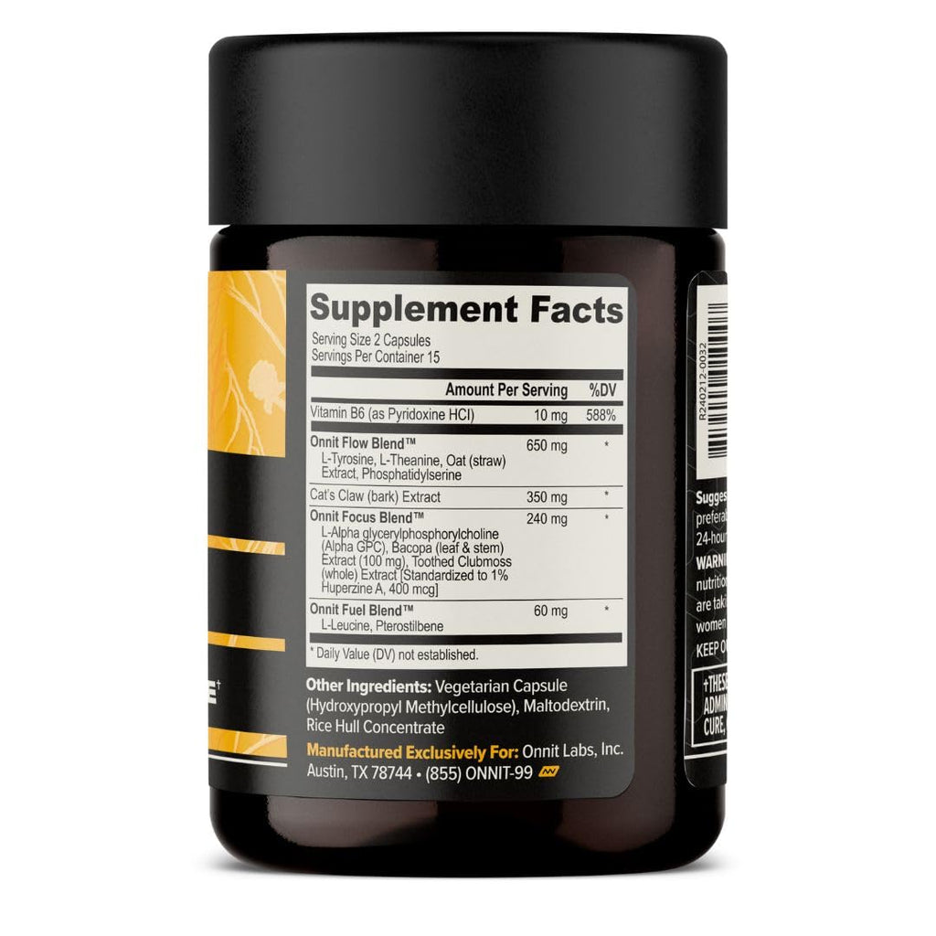 ONNIT Alpha Brain Nootropic Capsules for Men & Women, IGEN Non-GMO Tested Memory, Focus & Mental Clarity, with L-Theanine and Vitamin B6, 30 Count Each, Pack of 3 (90 Capsules)