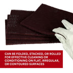 3M Scotch-Brite General Purpose 7447 Hand Pad, Very Fine Grade, 6 in x 9 in, Pack of 20, Aluminum Oxide, Surface Preparation, Scuffing, Blending, Cleaning, Maroon