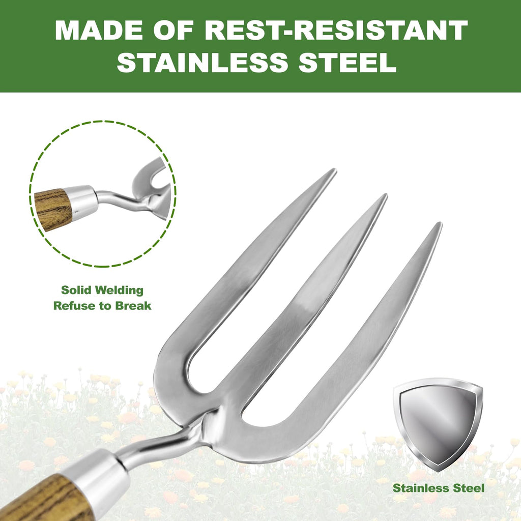 Haliaeetus Garden Hand Fork, 12.3'' Hand Weeding Fork with Sharp Tine