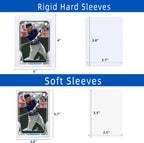1000 Card Sleeves Hard Plastic, Arjiekwei 3"X4" Baseball Cards Protectors Plastic, Premium Card Holder for Trading Sports Baseball Football Game Cards (500 Hard Sleeve + 500 Soft Sleeve)