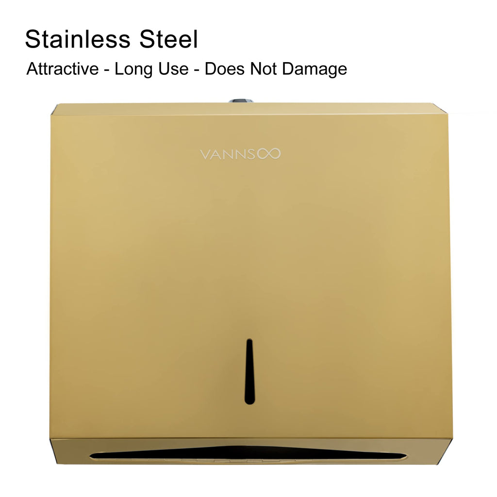 VANNSOO Commercial Paper Towel Dispenser Wall Mount, Gold