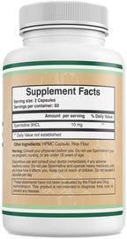 Spermidine Supplement (10mg of 99% Spermidine 3HCL - Third Party Tested) 120 Capsules - Over 100x More Potent Than Wheat Germ Extract for Cell Membrane, Telomere Health and Aging by Double Wood