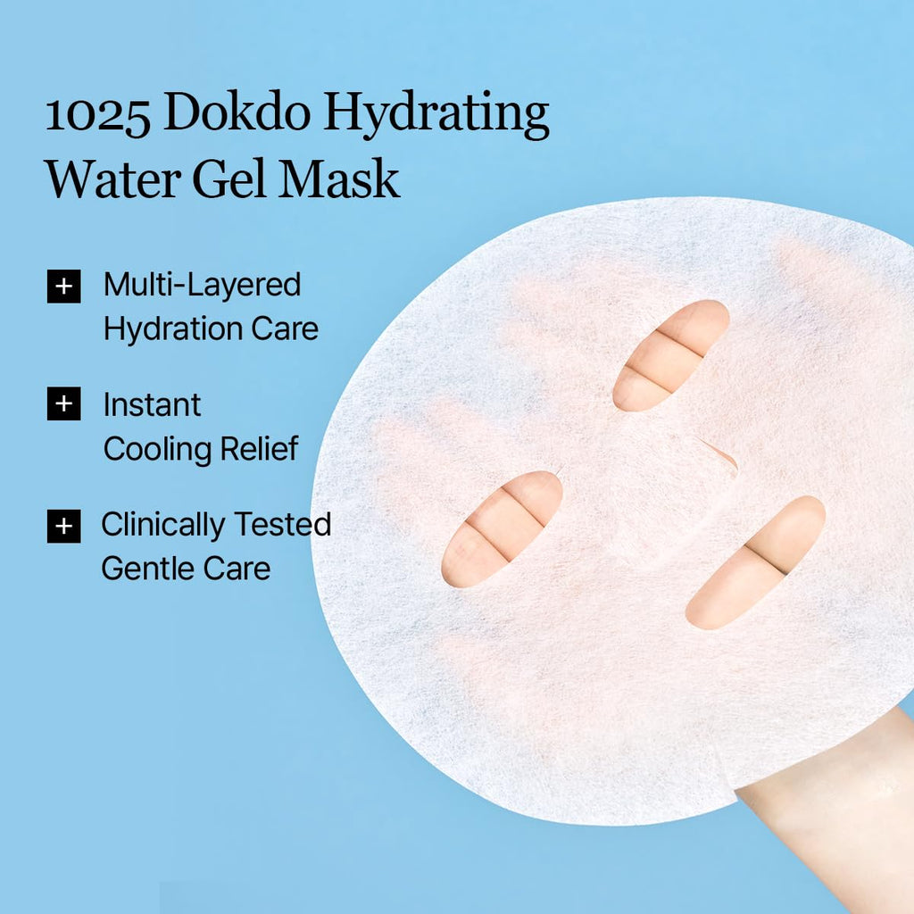 ROUND LAB 1025 Water Gel Hydration Mask(10ea) | Hydration locking, Cooling, Rejuvenating, Easy layering, Unscented for sensitive skin (10ea)