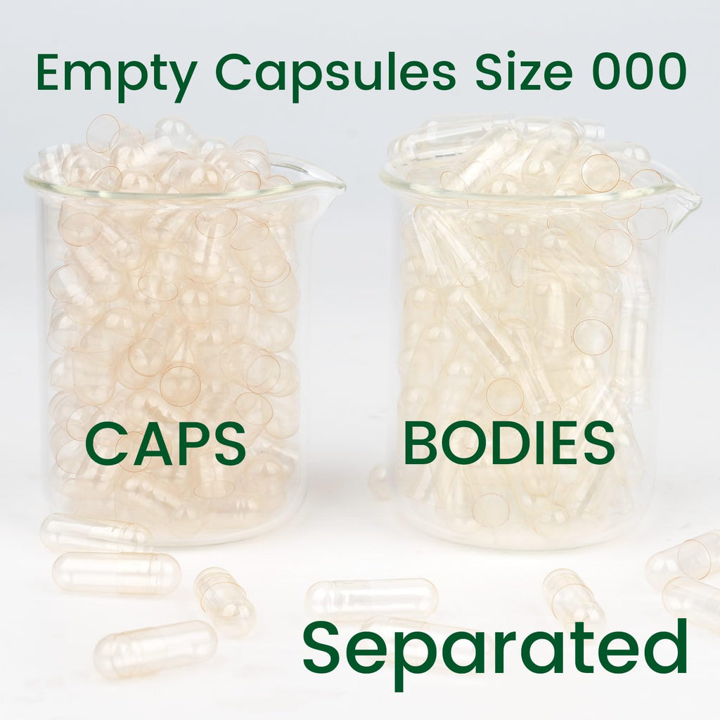 CAPSLogist Empty Capsules 000 Separated, Vegan Pill Capsules Empty 1000 Count, Vegetable Clear Gel Pill Capsule for Fill Your Supplements