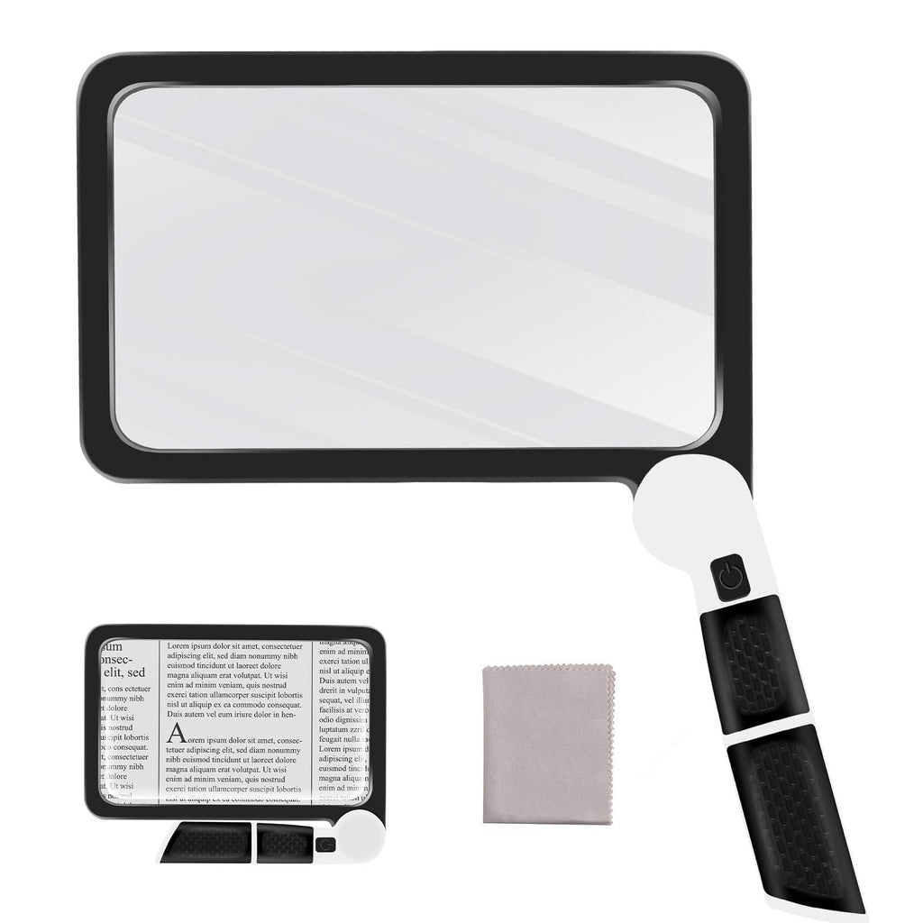 5X Magnifying Glass with Light, Lightweight Full Page Magnifier for Reading, Large Lighted Magnifier with 48 LED Light and Anti-Glare Lens, Ideal Gift for Seniors, Macular Degeneration, Low Visions