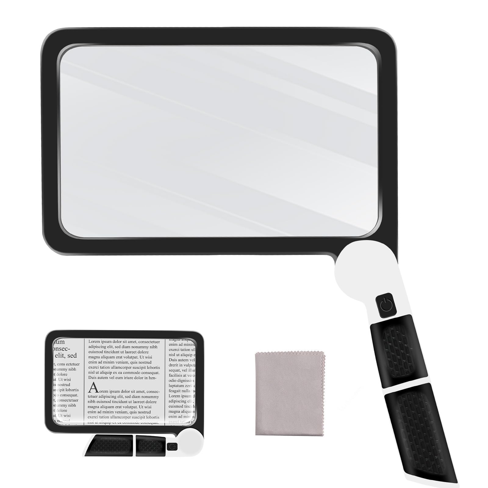 5X Magnifying Glass with Light, Lightweight Full Page Magnifier for Reading, Large Lighted Magnifier with 48 LED Light and Anti-Glare Lens, Ideal Gift for Seniors, Macular Degeneration, Low Visions