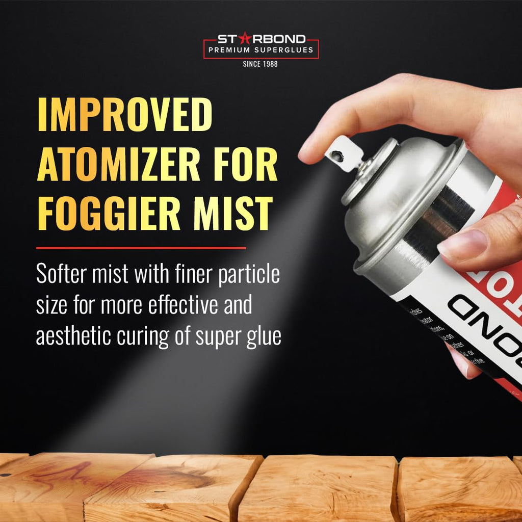 Starbond 10 oz. XL CA Glue Accelerator Spray - Instantly Dries Cyanoacrylate Super Glue – No Whitening, Controlled Application