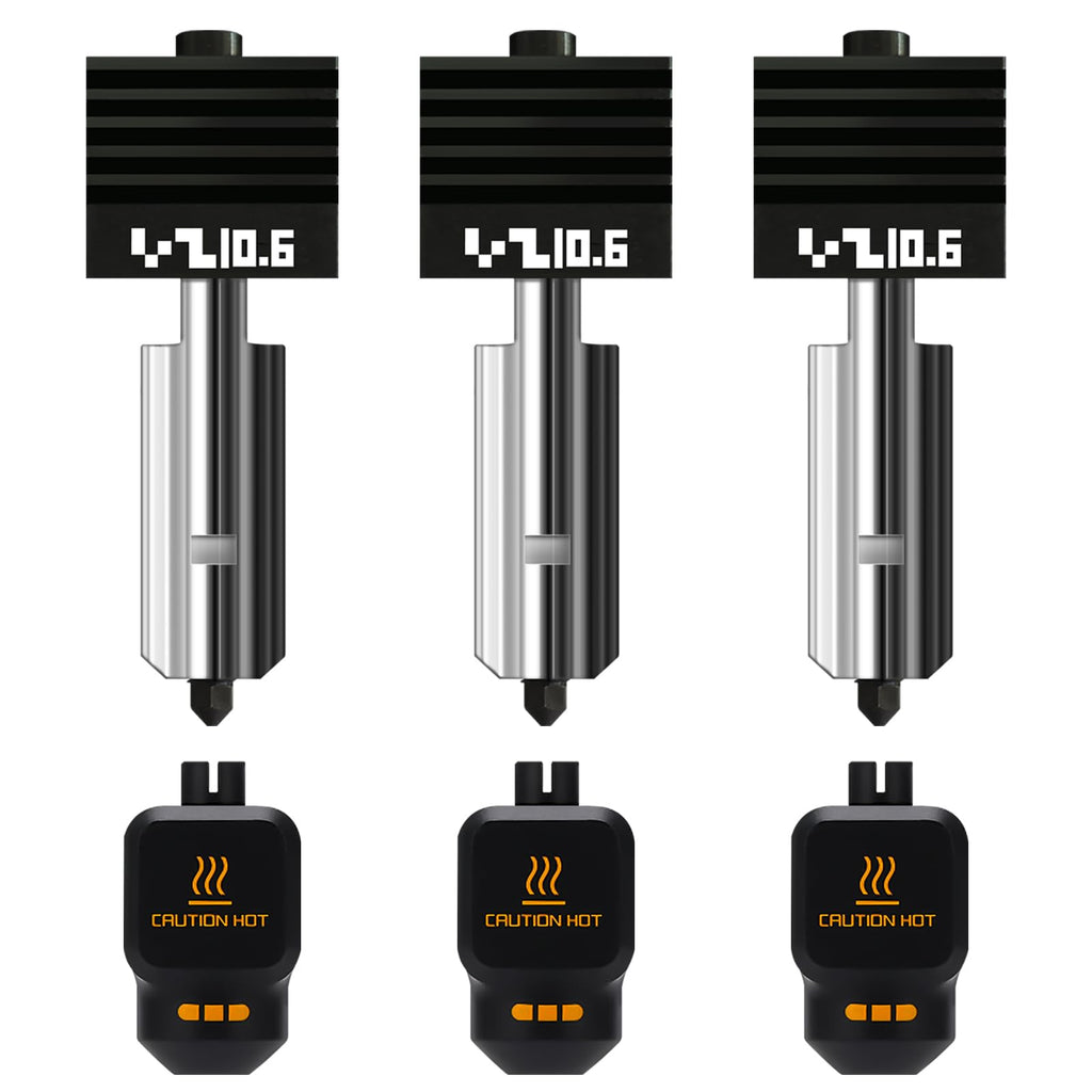 3-Pack 0.6mm Bamboo H2D/H2S/H2C/P2S/X2D Hotend Kit with Silicone Sock, Hardened Steel Nozzle Replacement Parts for Bambu Lab H2 Series/P2S/X2D 3D Printer, Fast Printing Nozzles for Large Model