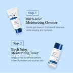 ROUND LAB Birch Juice Moisturizing Mini Kit, 4-Step Travel Size Skincare Set (Cleanser, Toner, Serum, Cream), Daily Skin Care Routine Trial Kit for Acne-Prone and Sensitive Skin, Korean Skin Care
