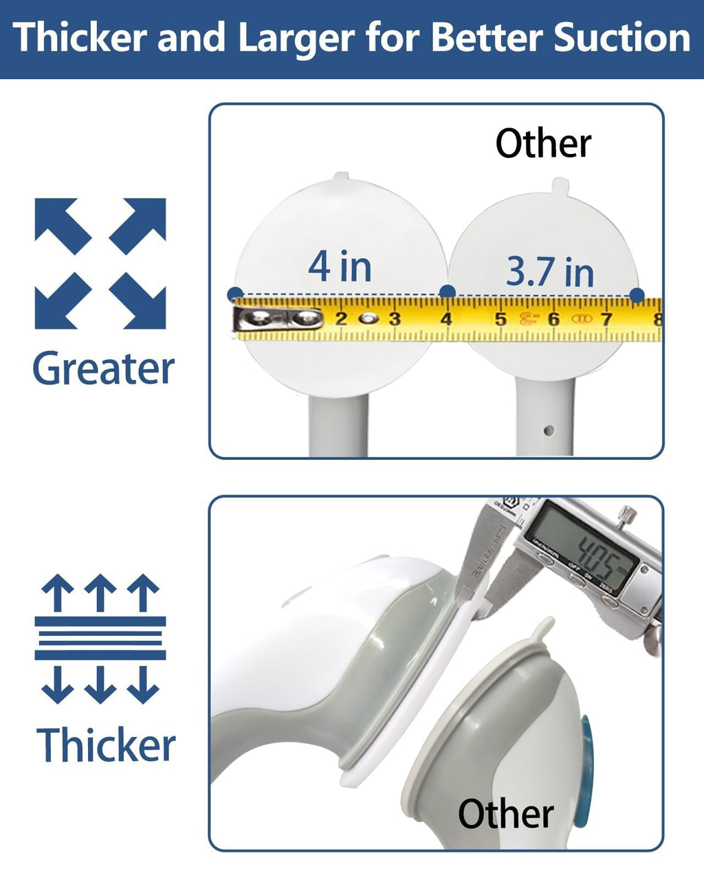 2 Pack 16.15” Grab Bars for Bathtubs and Showers, Shower Handles for Elderly Suction Cup Grab Bars for Shower Wall Heavy Duty, Safety Grab Bar for Seniors Suction Bathroom, No Drilling