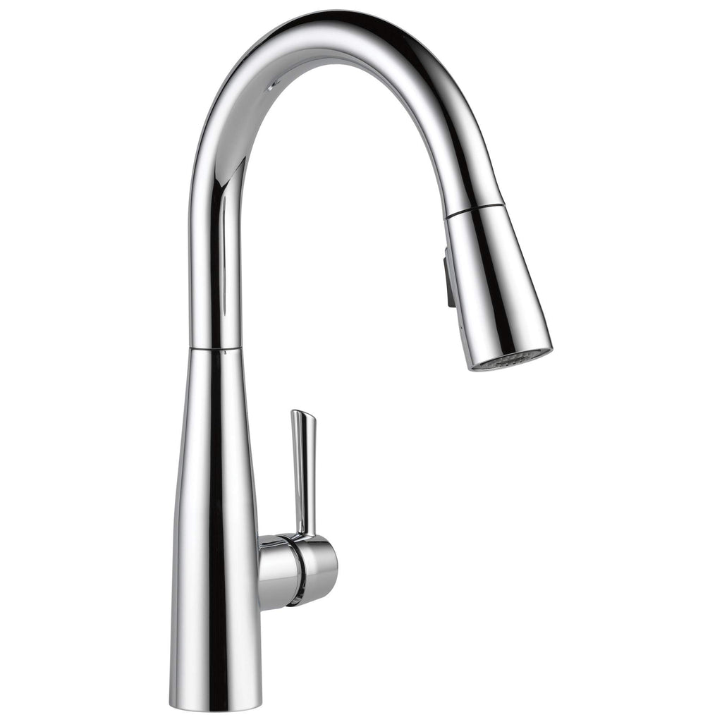 Delta Essa Chrome Kitchen Faucet with Pull Down Sprayer, Modern Single Hole Kitchen Sink Faucet, Single Handle, Chrome 9113-DST
