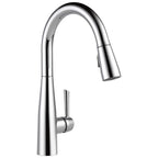Delta Essa Chrome Kitchen Faucet with Pull Down Sprayer, Modern Single Hole Kitchen Sink Faucet, Single Handle, Chrome 9113-DST