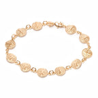 Barzel 18K Gold Plated Religious Bracelet with Saint Benedict Coins, 7.5 Inches - Made In Brazil