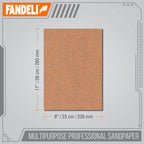 Fandeli 36027 220 Grit Multipurpose Sandpaper Sheets, 9" x 11", 25-Sheet