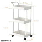 Volnamal Diaper Caddy, 3 Tier Rolling Cart for Baby Essentials, Off-White
