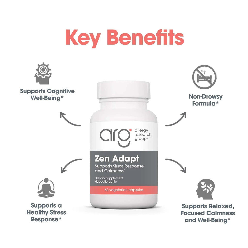 NutriCology ZenMind Adapt - 200 mg L-Theanine, 125 mg Ashwagandha & 550 mg GABA - Supports Stress Response and Calmness - Vegetarian Capsules - Hypoallergenic Formula - 30 Servings - 60 Capsules