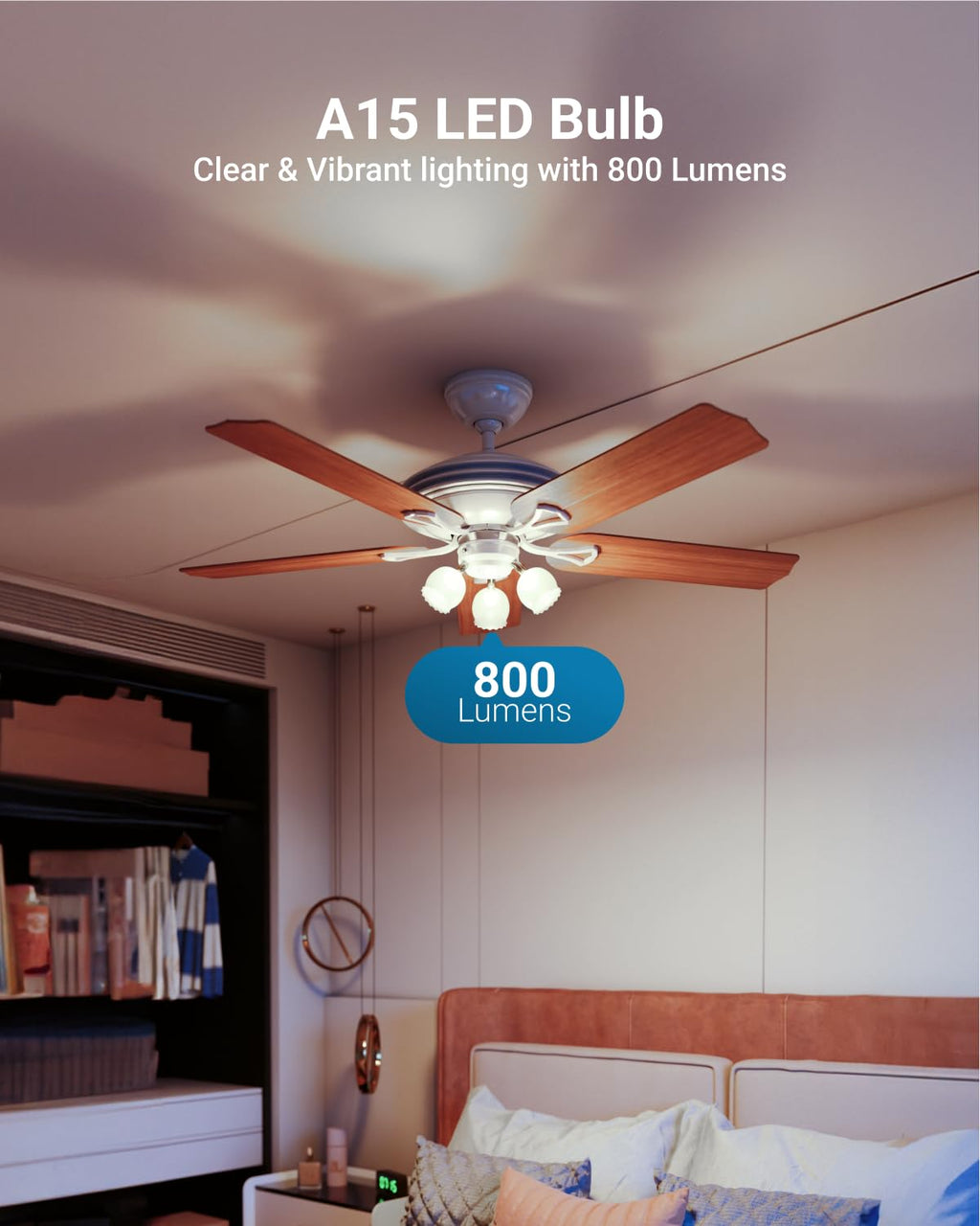 Sunco 10 Pack A15 LED Ceiling Fan Light Bulbs E26 Medium Base CRI92 4000K Cool White 8W Equivalent 60W, 800 Lumens, Dimmable Waterproof Super Bright Appliance Indoor Outdoor UL
