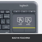 Logitech K400 Plus Wireless Touch TV Keyboard for PC-Connected TV - Black