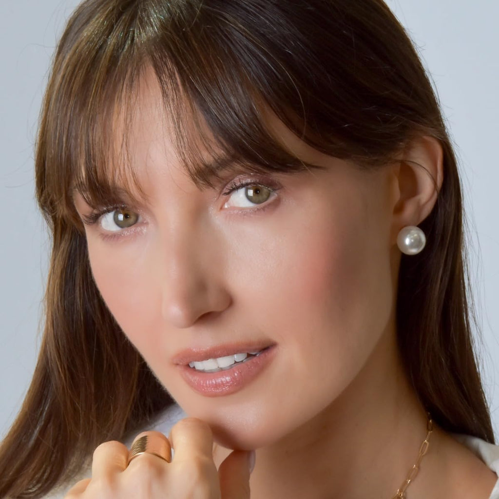 Big Faux Pearl Clip On Earrings for Women - Extra Large Statement Clip Ons