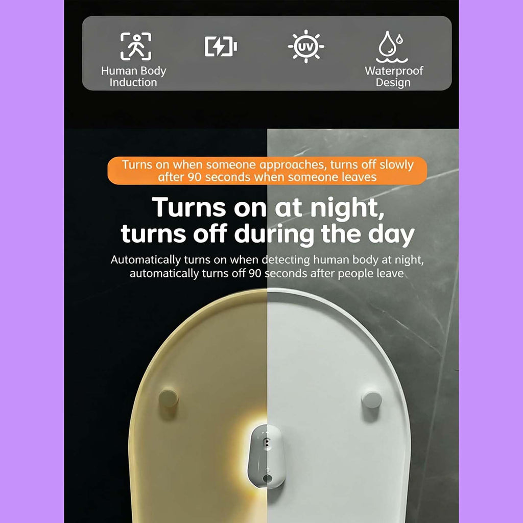 wantract Purivio Self Cleaning UV Toilet Sanitizer Light, Motion-Activated, Rechargeable, Night Light, Adhesive-Mounted for Shared Bathrooms, For Elderly & Pet (1pcs)
