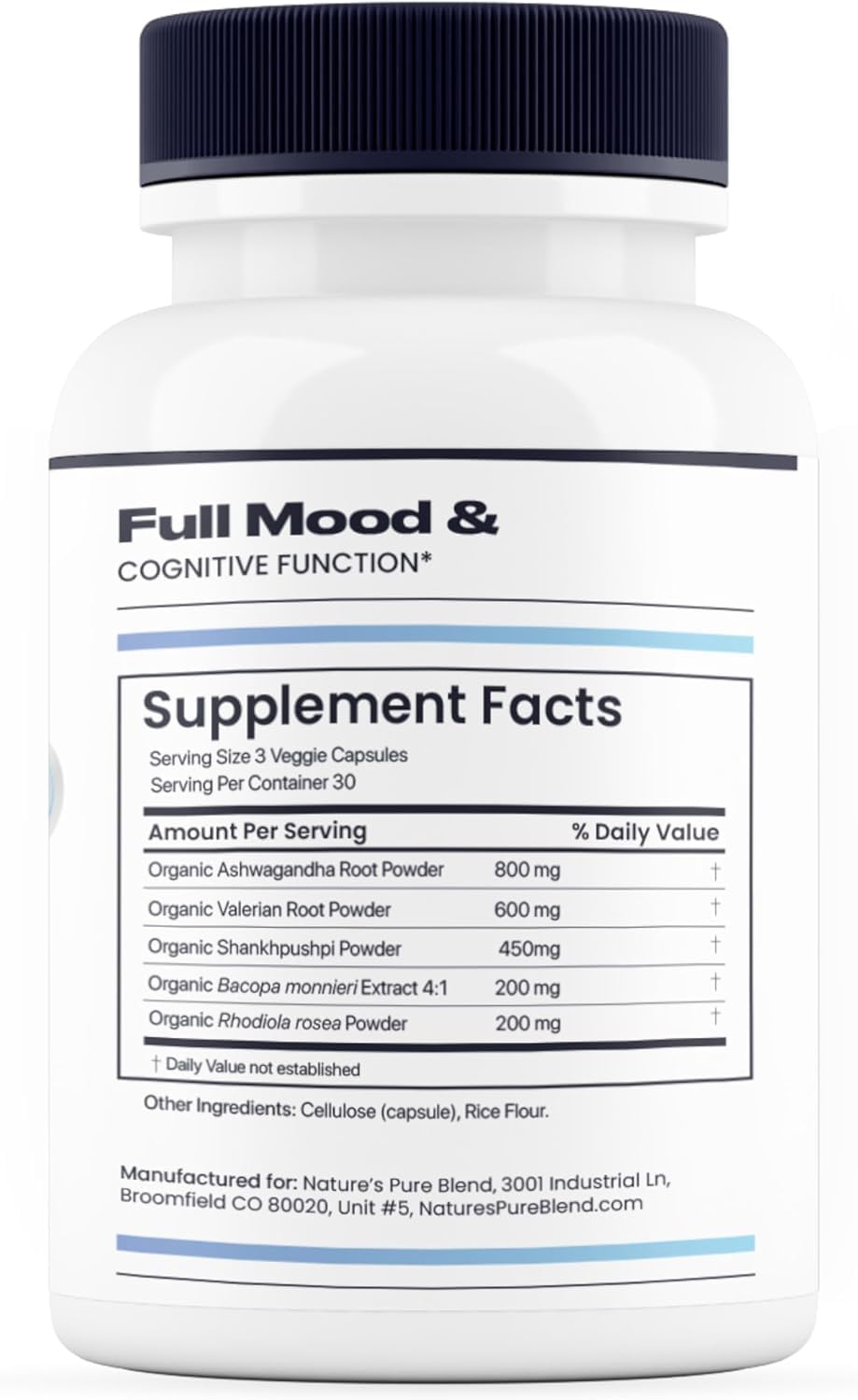 Nature's Pure Blend Ashwagandha Supplements – Organic Ashwagandha Root & Extract for Women and Men – Stress Relief, Sleep, and Mood Support – Athletic Performance & Focus Support – 60 Vegan Capsules