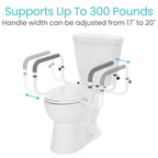 Vive Toilet Safety Rail - Adjustable Grab Bar - Compact Support Frame with Handrail for Bathroom Toilet Seat - Easy Installation for Handicap Senior Bariatrics, Elderly Balance - Padded Hand Armrest