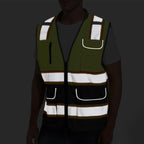 ArcRidge Reflective Safety Vest for Men and Women - High Visibility Construction Vest - Dual Tone Reflective Strips (Yellow-Black-Custom, Small)