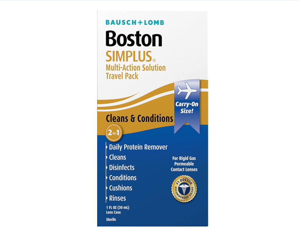 Boston Simplus Contact Lens Solution, for Gas Permeable Contact Lenses, Contact Lens Case Included, 1 Fl Oz (Pack of 2)