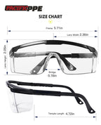 PACIFIC PPE 2 Pack Safety Glasses for Men and Women, ANSI Z87 Safety Goggles with Scratch Resistant Clear Wraparound Lenses, Adjustable Lab Goggles, UV Protection Lab Glasses