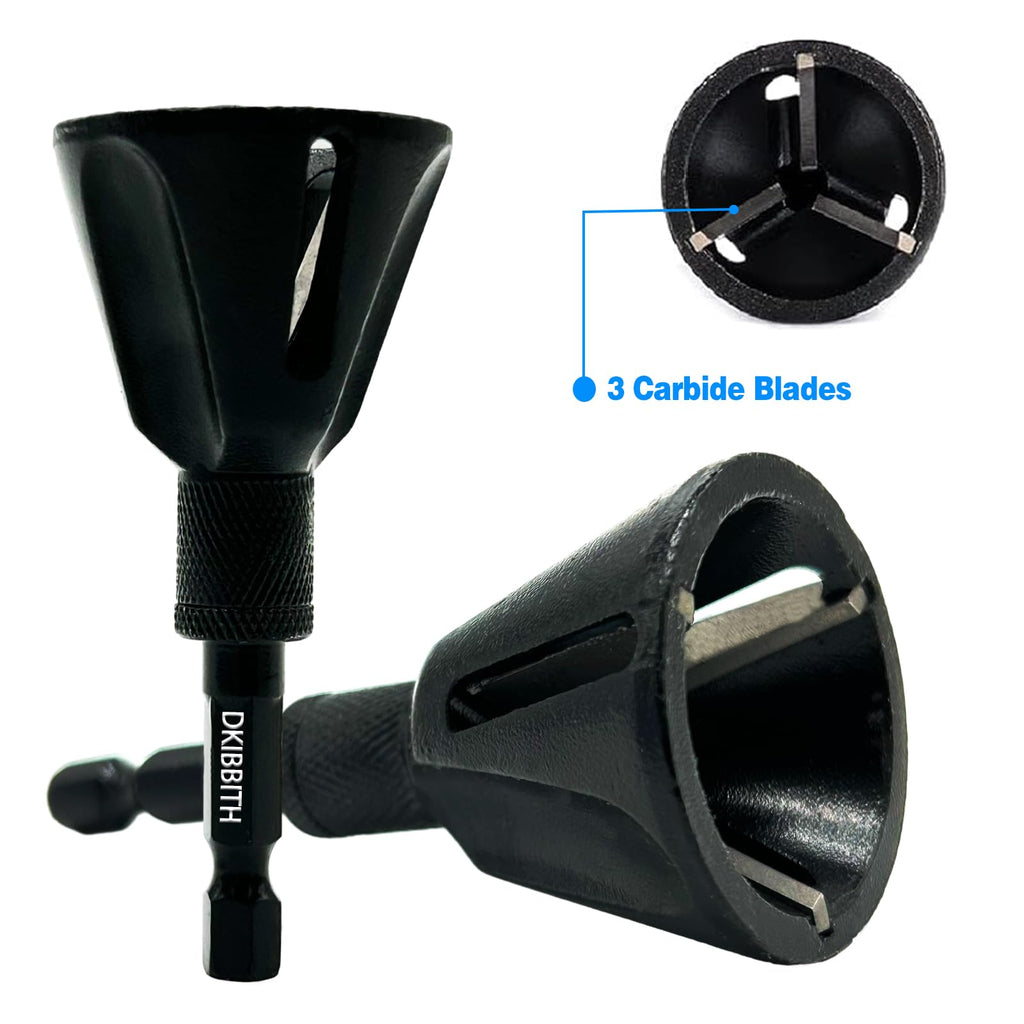 DKIBBITH Carbide Deburring Tool, Chamfer External Edges of Threaded Rod Bolt Pipe, Remove Burrs for Copper Metal 3D Printing Resin PVC Parts, Burr Removal for 3/16"-1" Diameter (5-25mm), Hex Shank